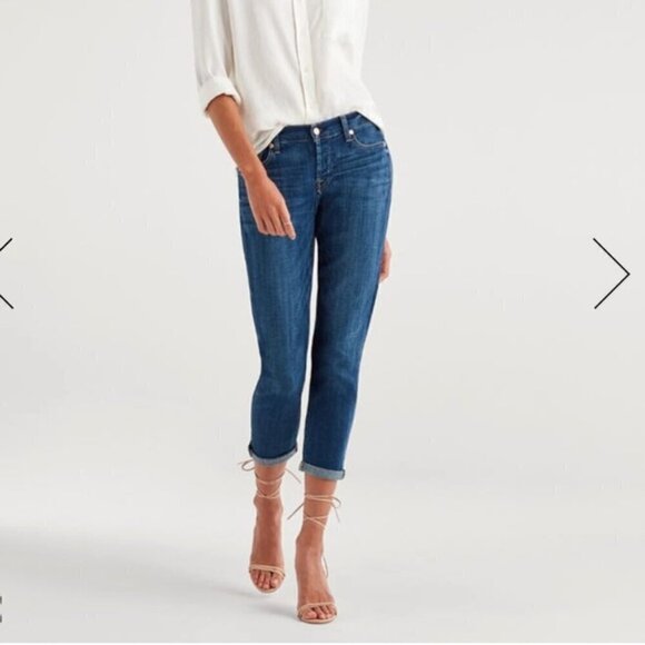 7 For All Mankind Jeans Women's 26 Blue Josefina Skinny Boyfriend Button-Fly - Picture 1 of 16